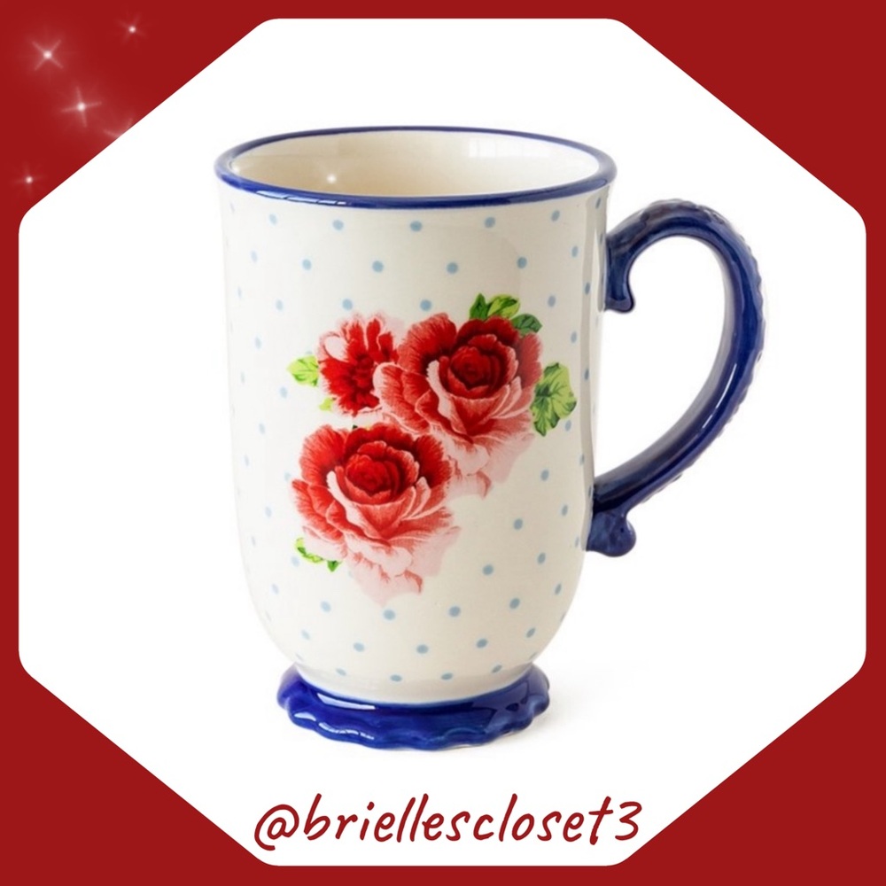 🌸 New The Pioneer Woman Mug Coffee/Hot Tea Mug, Floral Blue and White Mug